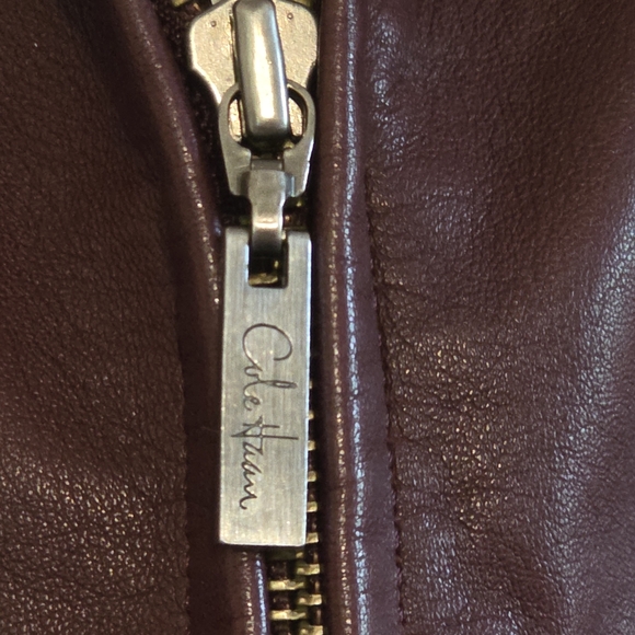 Cole Haan Women's Deep Brown Leather Jacket - Picture 6 of 8
